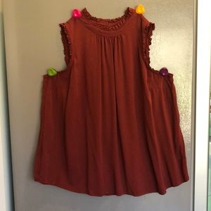 Torrid sleeveless blouse with ruffle. Size 3X